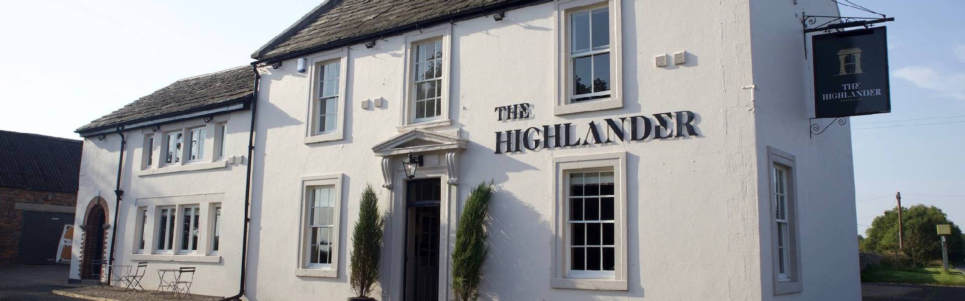 Exterior view of The Highlander Ponteland, the award-winning Northumberland gastro pub recognised as Highly Commended at the 2026 National Pub & Bar Awards.